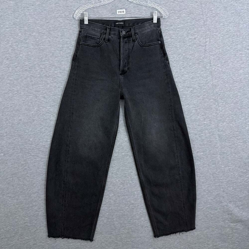 Driftwood Womens Size 25 Black Parker Barrel Leg Wide Denim Jeans
